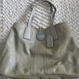 Coach Sage Green Leather Tote